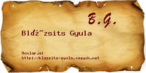 Blázsits Gyula névjegykártya
